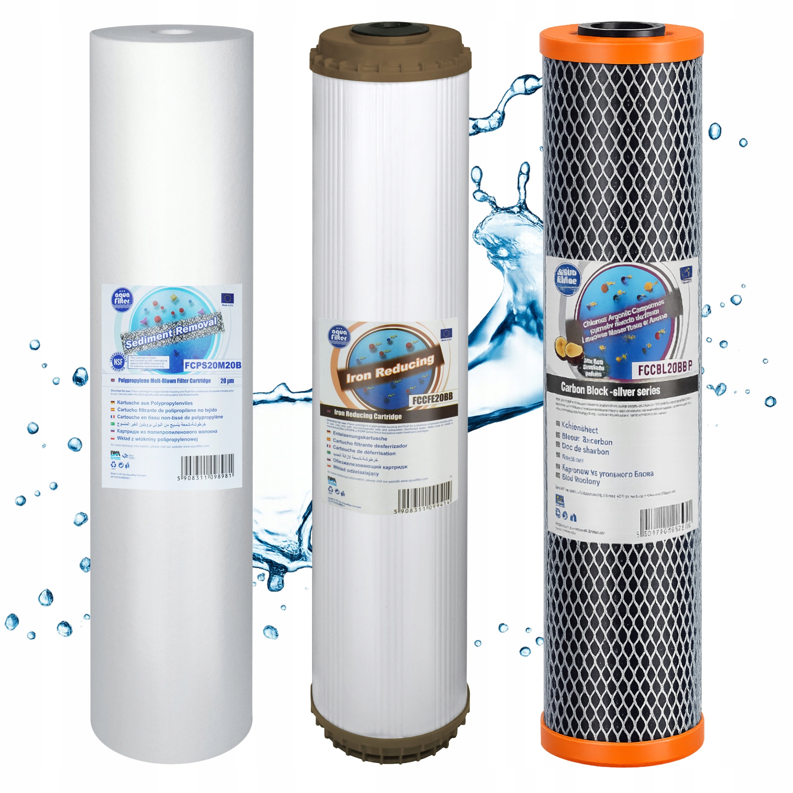 Komplet Wkładów Big Blue 20" Aquafilter FCPS20M20B FCCFE20BB FCCBL20BB-P