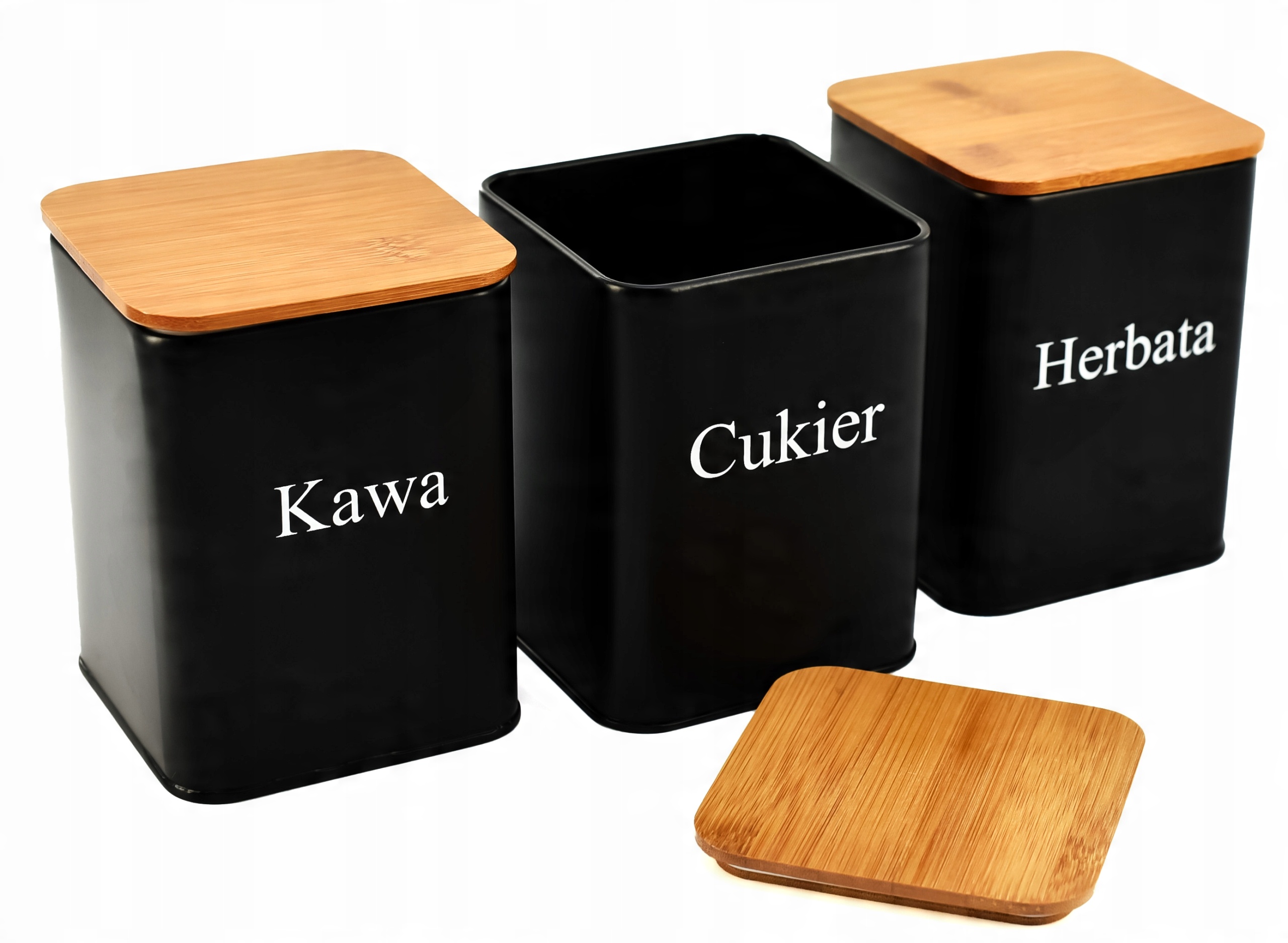 

Zestaw Pojemników Komplet Kawa Herbata Cukier