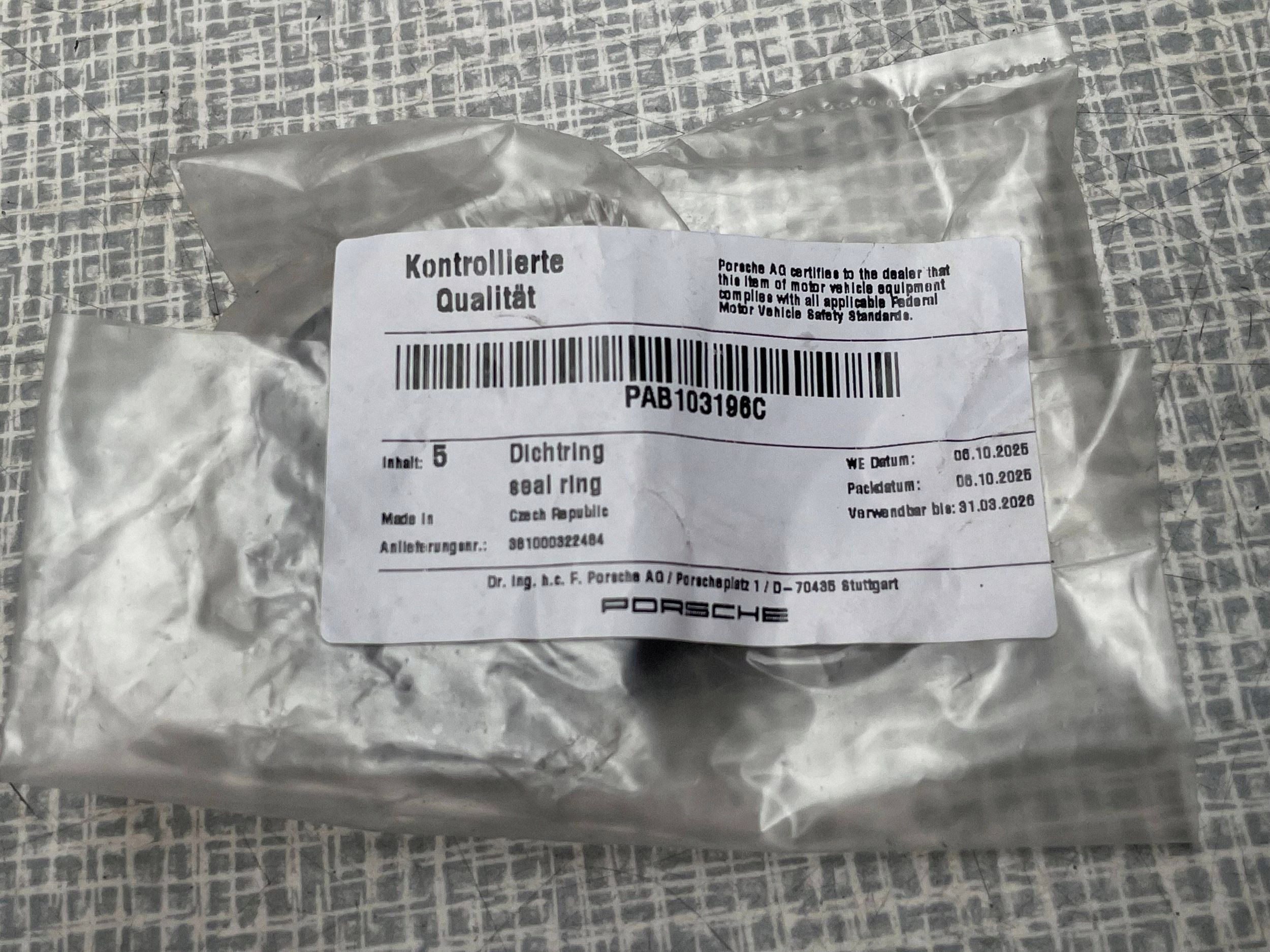 gasket O RIGN PORSCHE PAB103196C original @A