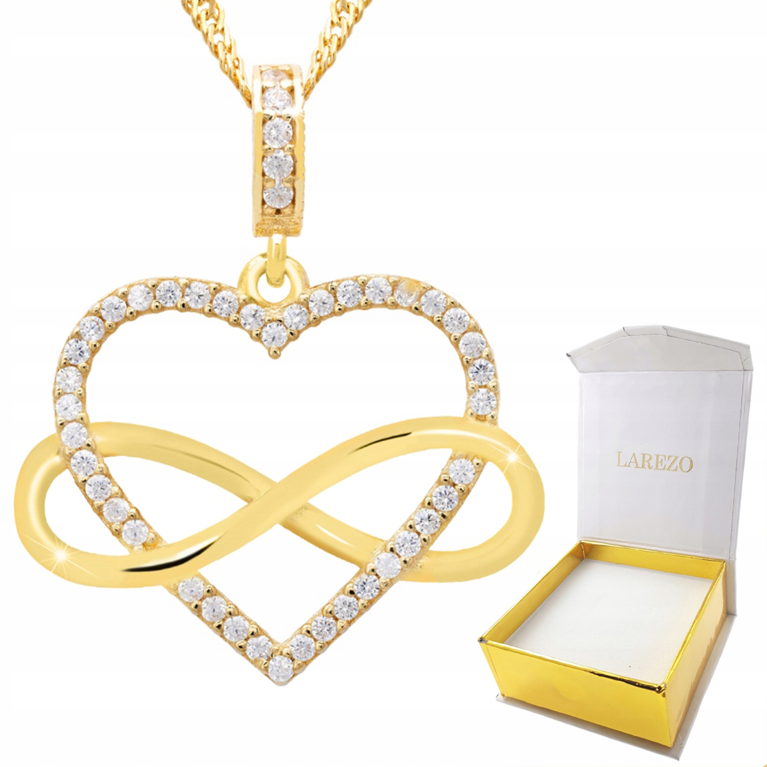 Zlatý náhrdelník se srdcem nekonečna Srdce nekonečna Stříbro 925