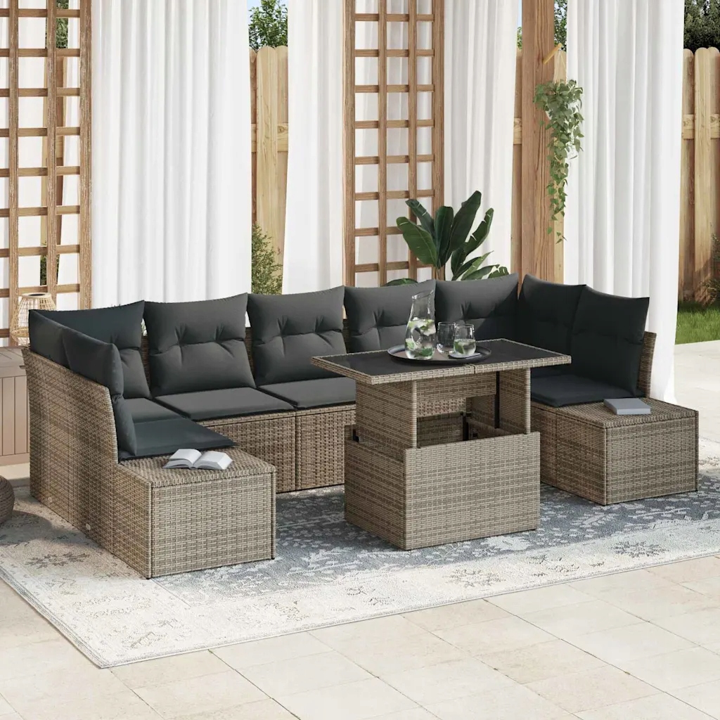 Sada zahradních pohovek s polštářem 8 pcs Šedá 100 x 55 x 73 cm Šedá 334913