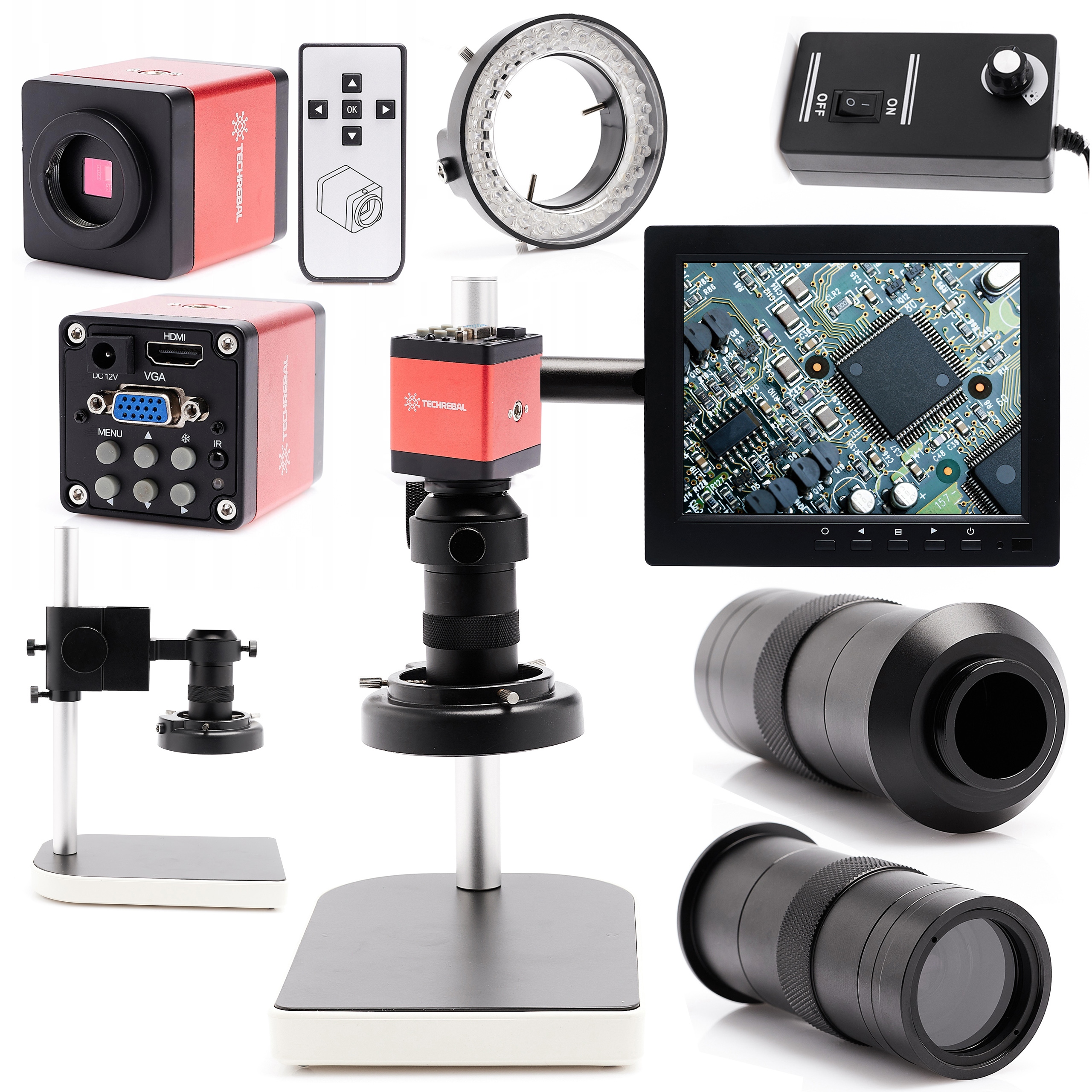Digitální mikroskop Techrebal K10M 100x, 2MP Hdmi kamera, 8palcový displej