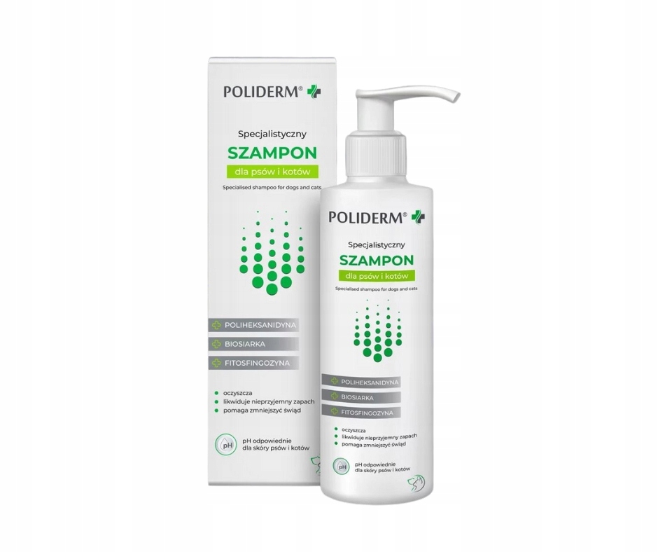 Levně Poliderm Šampon pro péči o pokožku a srst koček a psů Hydratace svědění