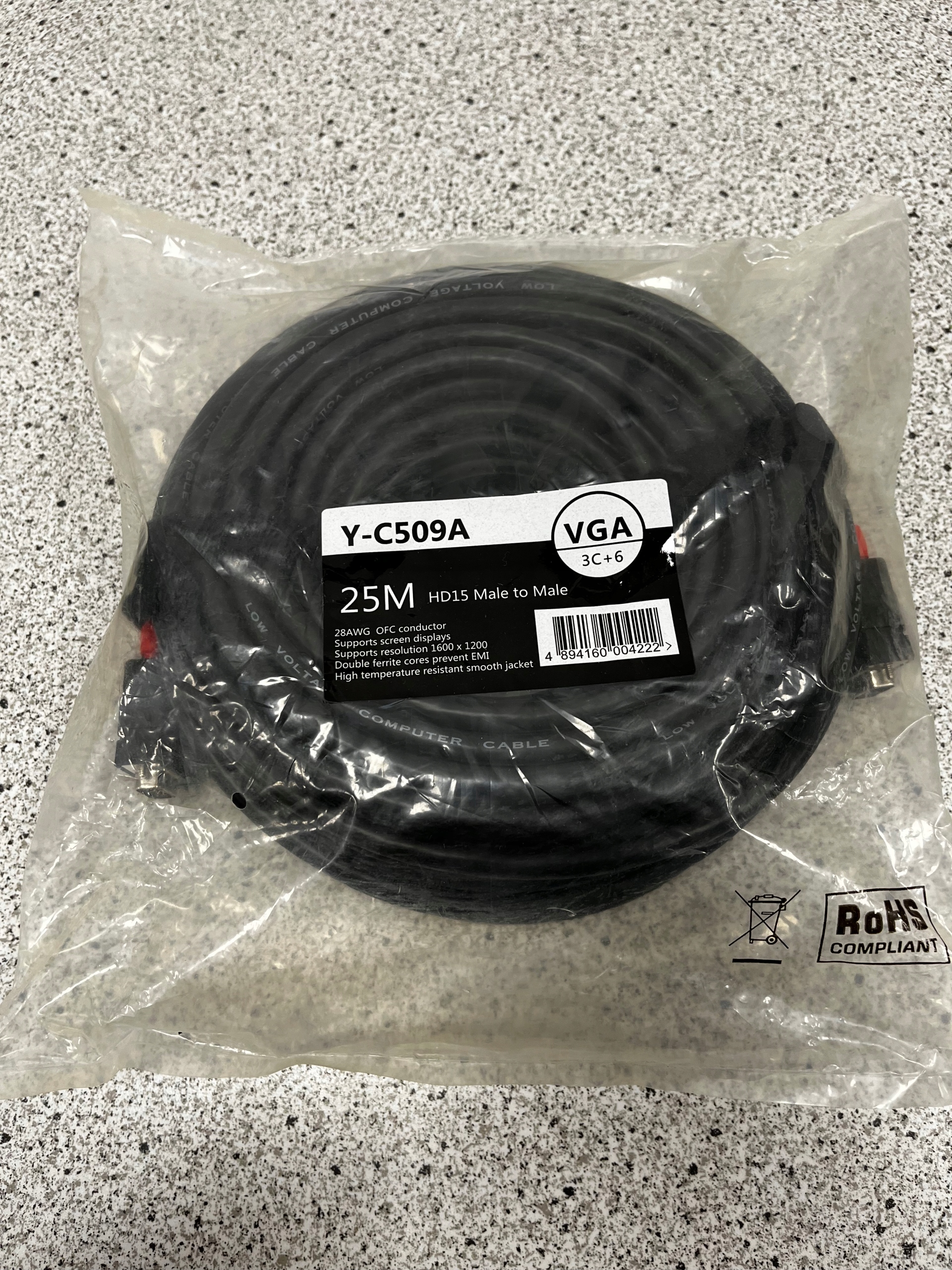 Przewód Unitek Y-C509A czarny 25 m