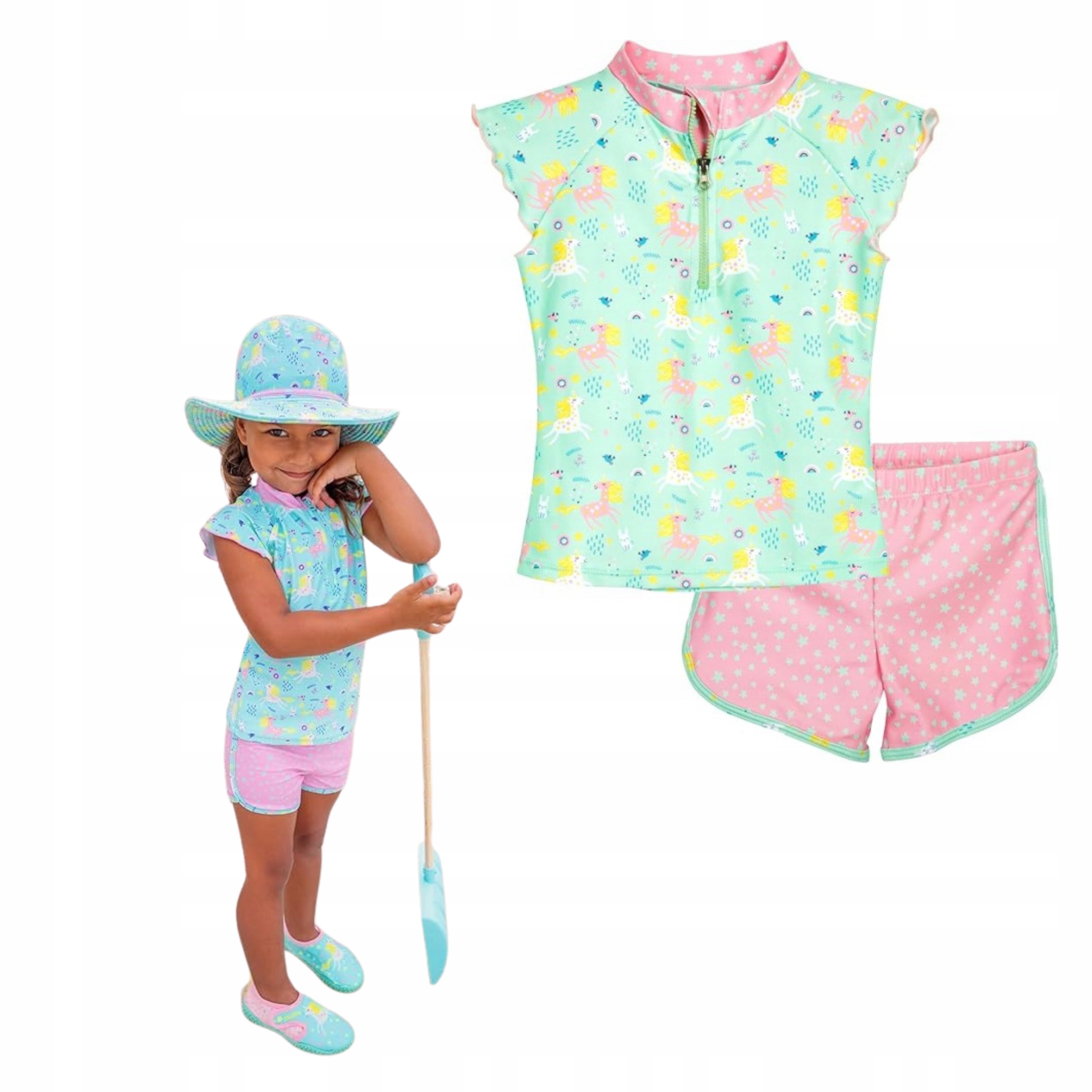 Strój kąpielowy dziecięcy Uv UPF50 dwuczęściowy Jednorożec 98 104 Playshoes