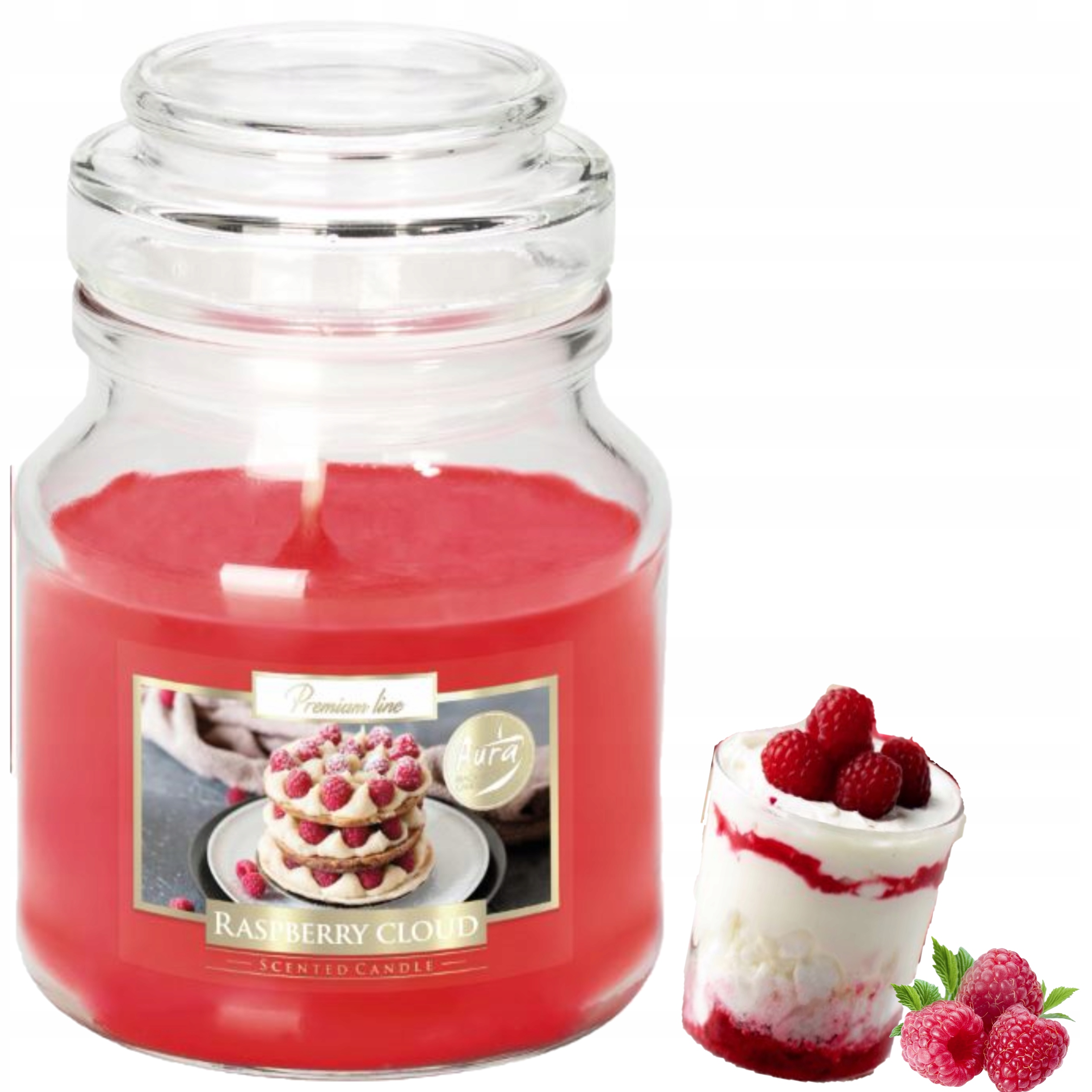 ŚWIECA ZAPACHOWA ŚWIECZKA W SZKLE ŚWIEC MALINOWA ZAPACH PREZENT SŁOIK 1 SZT