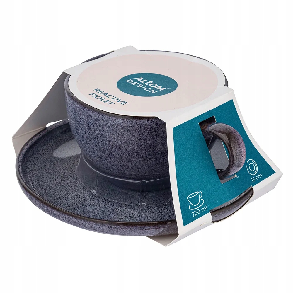 Filiżanka ze spodkiem porcelanowa Altom Design Reactive Fiolet 220 ml Wzór dominujący Bez wzoru