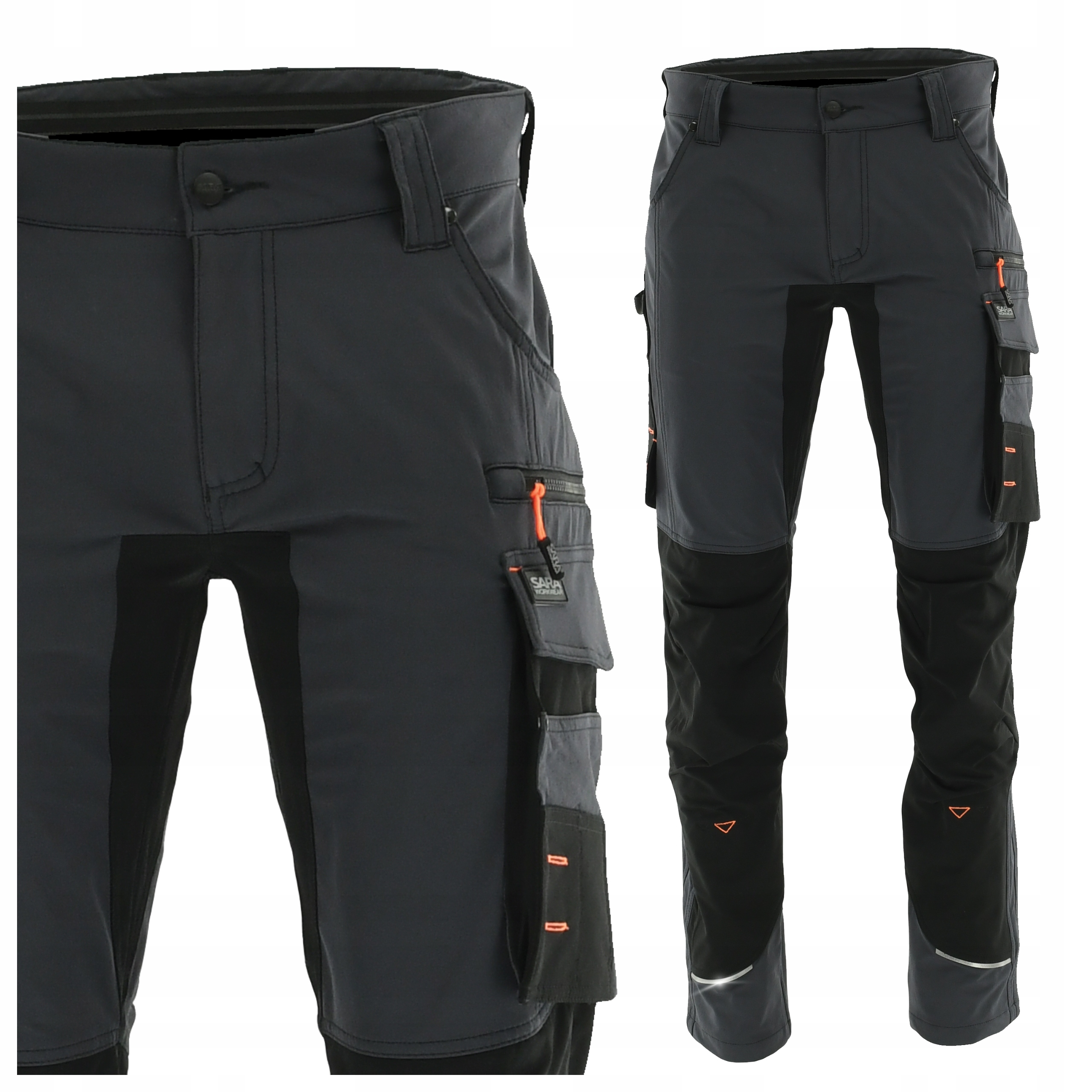 Spodnie Robocze Męskie Grafitowe Elastyczne Odblaskowe Bhp 52 L Pas