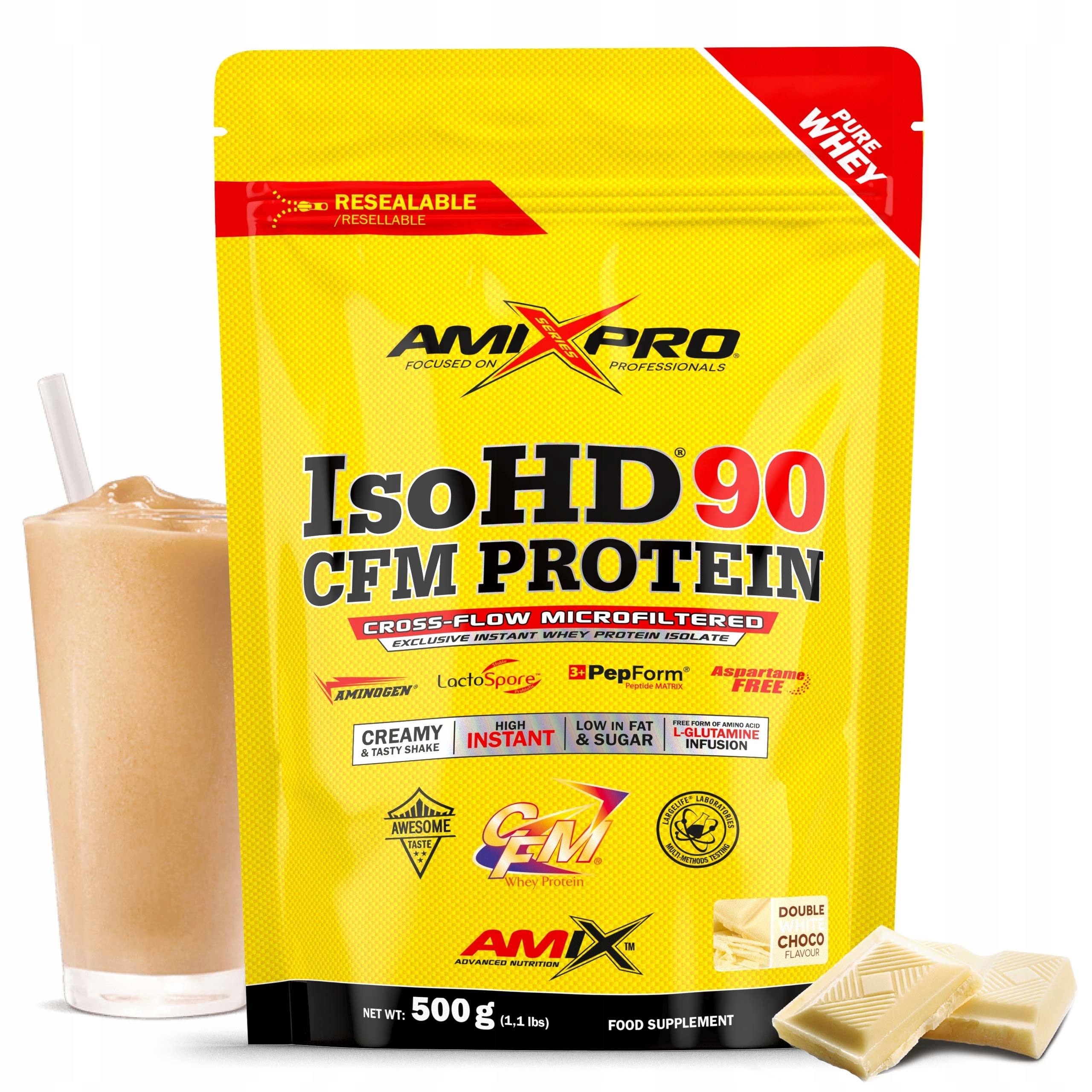 Protein izolát Cfm 90 keto bez cukru a laktózy 500 g bílá čokoláda