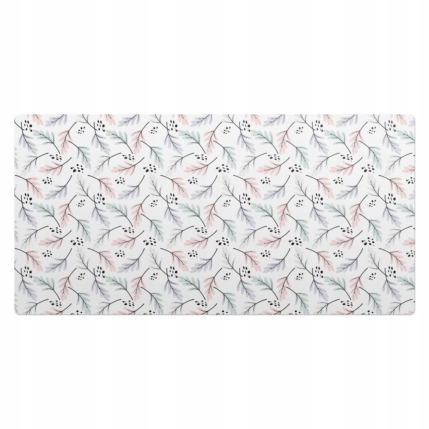 Herní podložka s potiskem na desku Listový design v pastelových odstínech, 100 x 50 cm