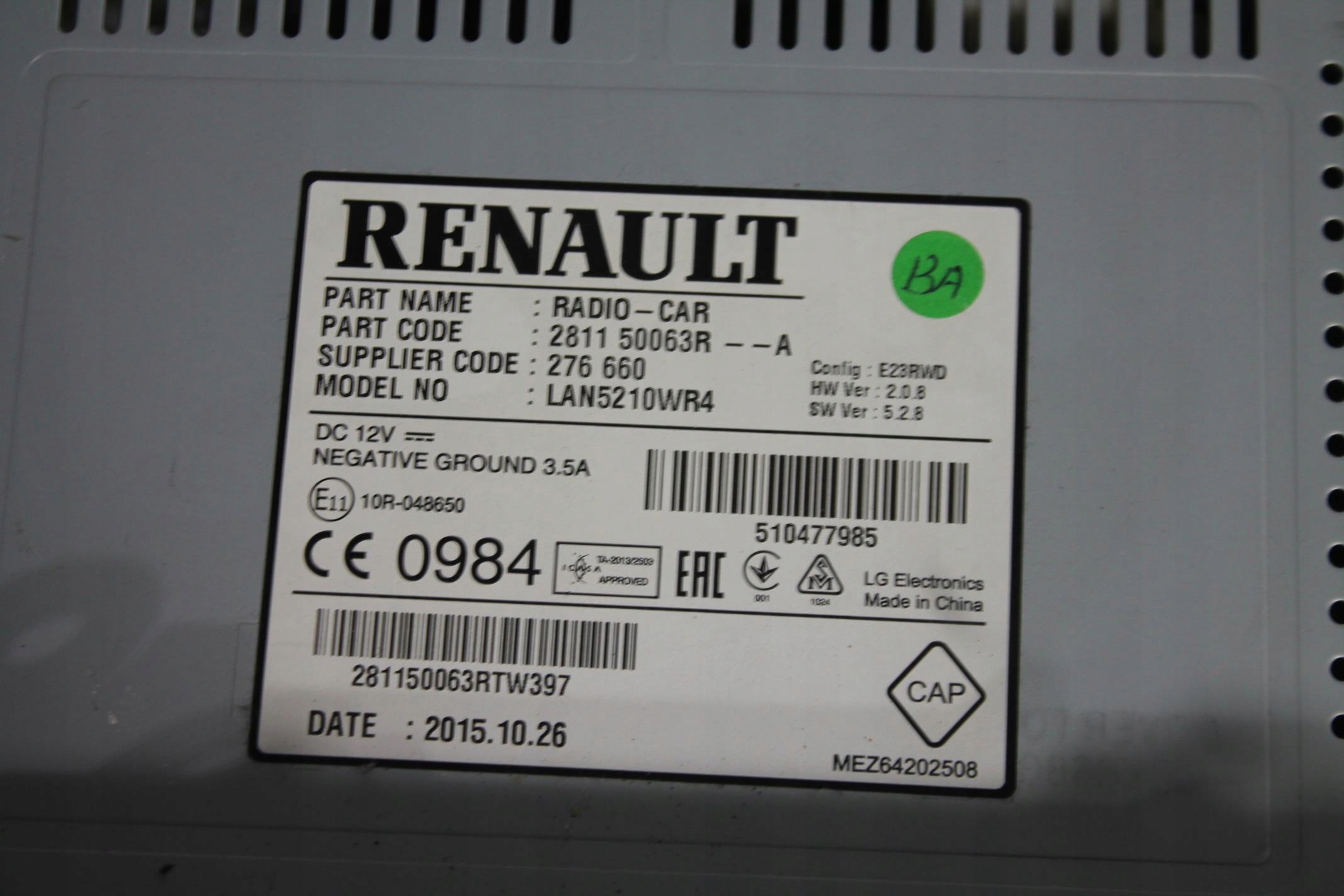 EKRAN display RADIO 281150063R CLIO IV 12-16