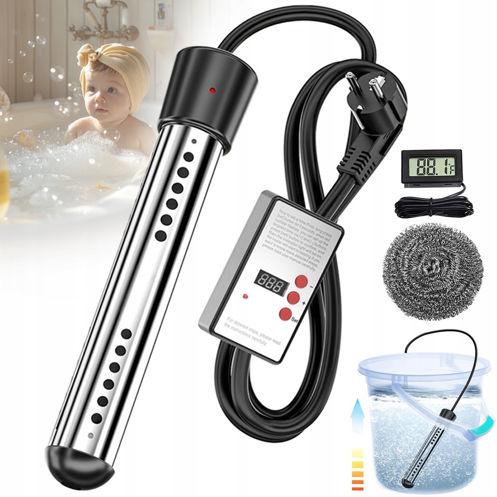 Ohřívač Pro Vířivku Bazénu, Ohřívač Vody, Výkonný 3000 W 220 V, Černý