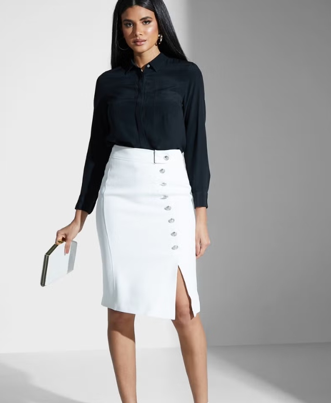 Karen Millen Sukně Bílá Rovná S Knoflíky 42 2AXF3_A* 42 2_X T5A