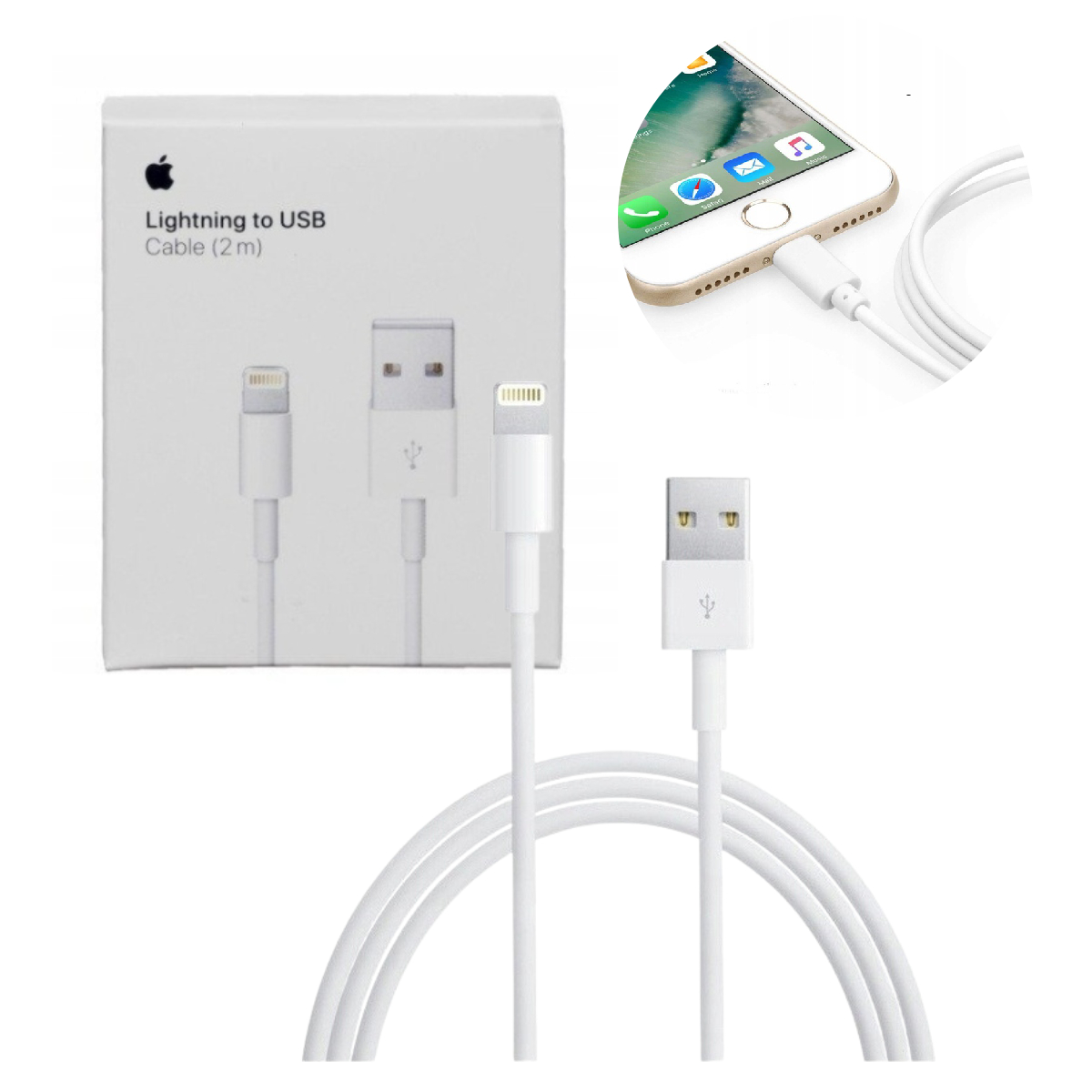 ORYGINALNY KABEL APPLE DO IPHONE USB-LIGHTNING 2M