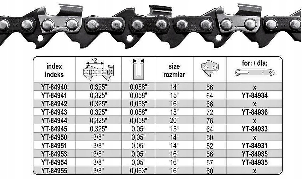 Łańcuch tnący do pilarki piły 35cm/52Z/3/8"