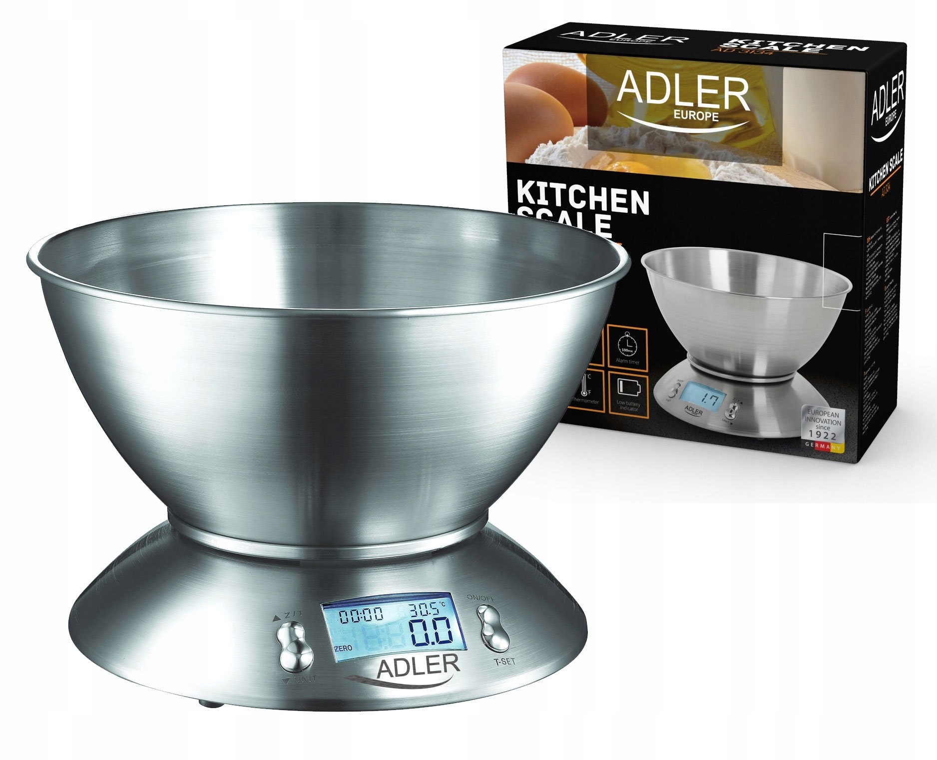 

Waga Kuchenna Z Misą Inox 5KG Tara LCD AD3134