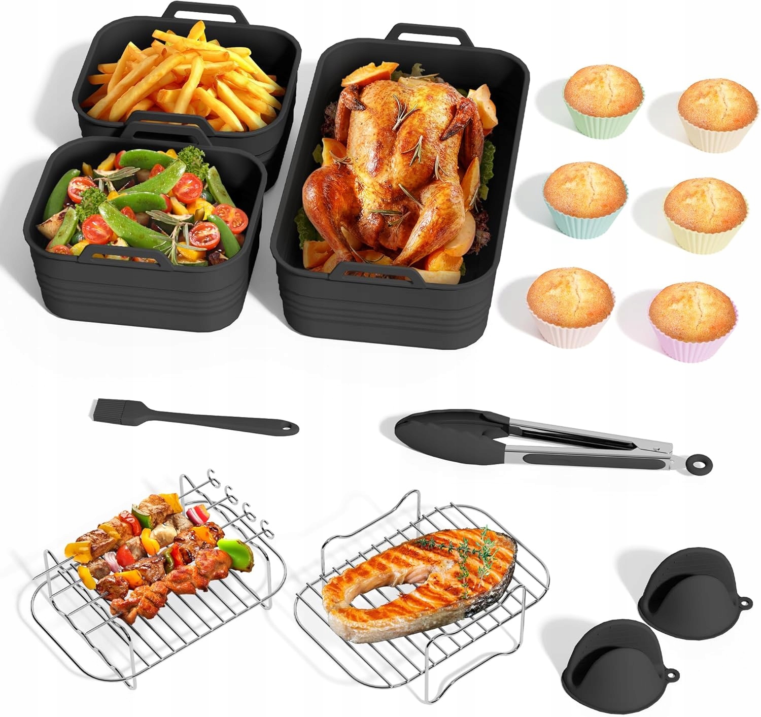 Sada Příslušenství Airfryer Cosori Dual Blaze 5 10 Silikonové Formy Rošt