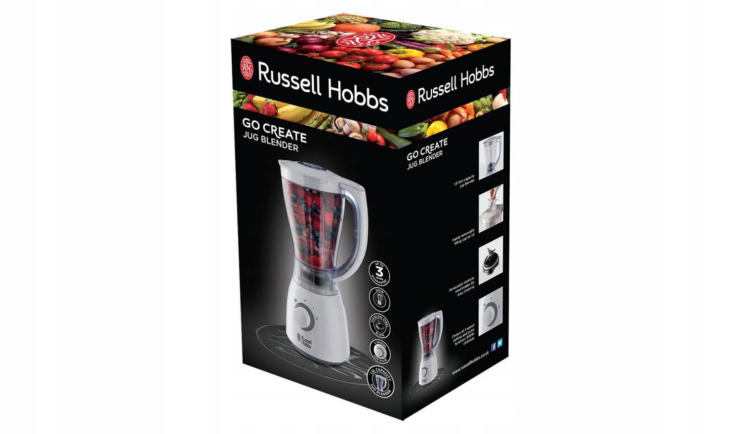 MIKSER KIELICHOWY BLENDER KUCHENNY RUSSELL HOBBS Kolor dominujący biały