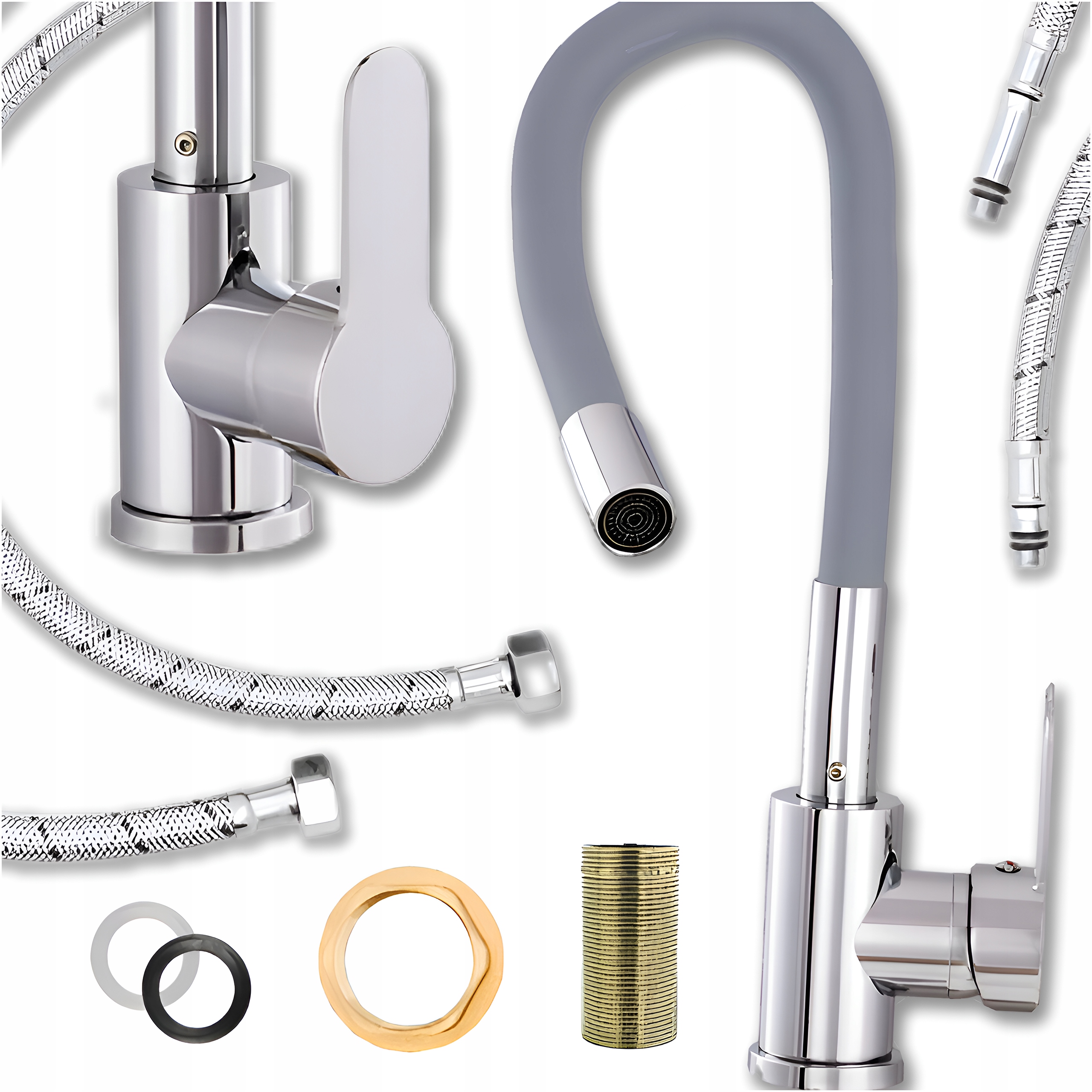 Kuchyňská Baterie S Výpustí Flexibilní Stojánková Kuchyňská Baterie Flexi Šedá