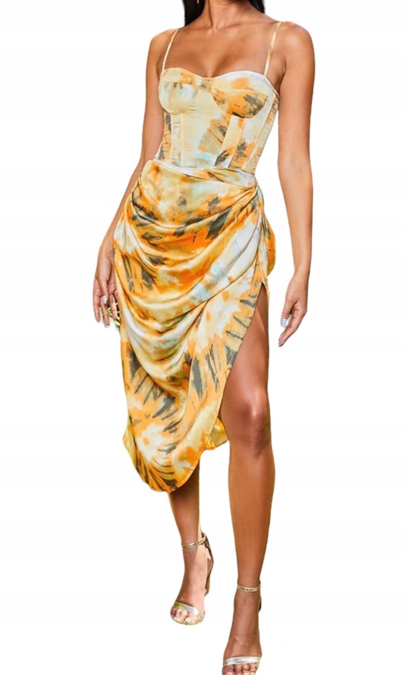 

PrettyLittleThing żółta spódnica tie dye 48