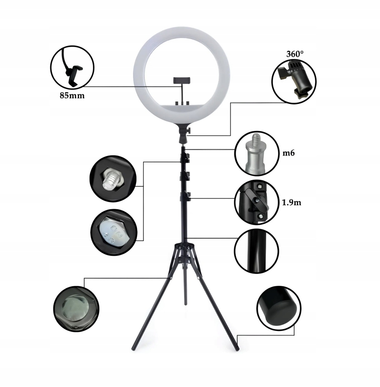 kruhová lampa Led pro fotografování a natáčení videí se stativem Platinum