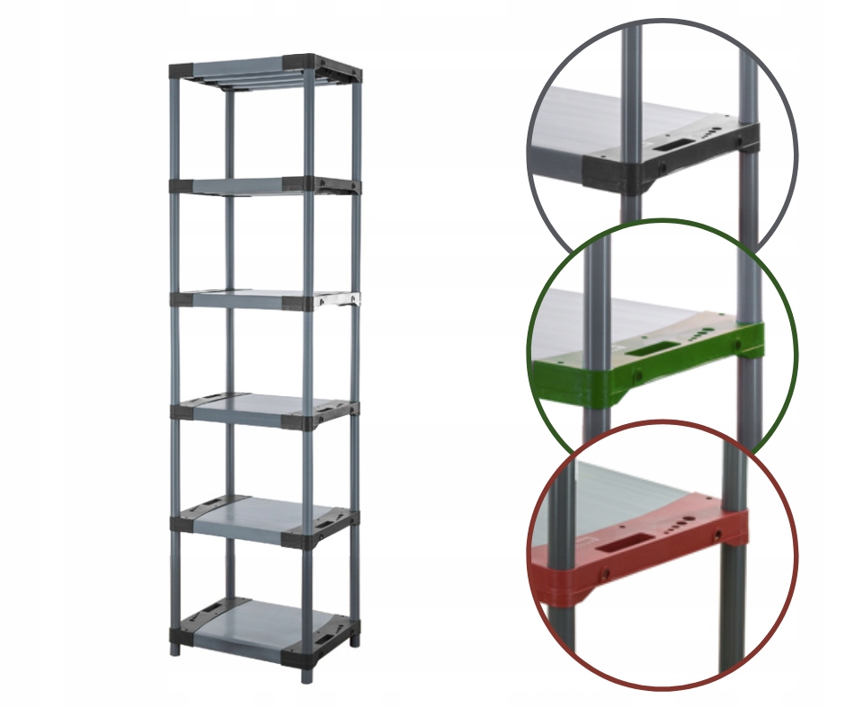 Skladový regál plastový regál do pivnice regál do garáže 222x70x46 Eko