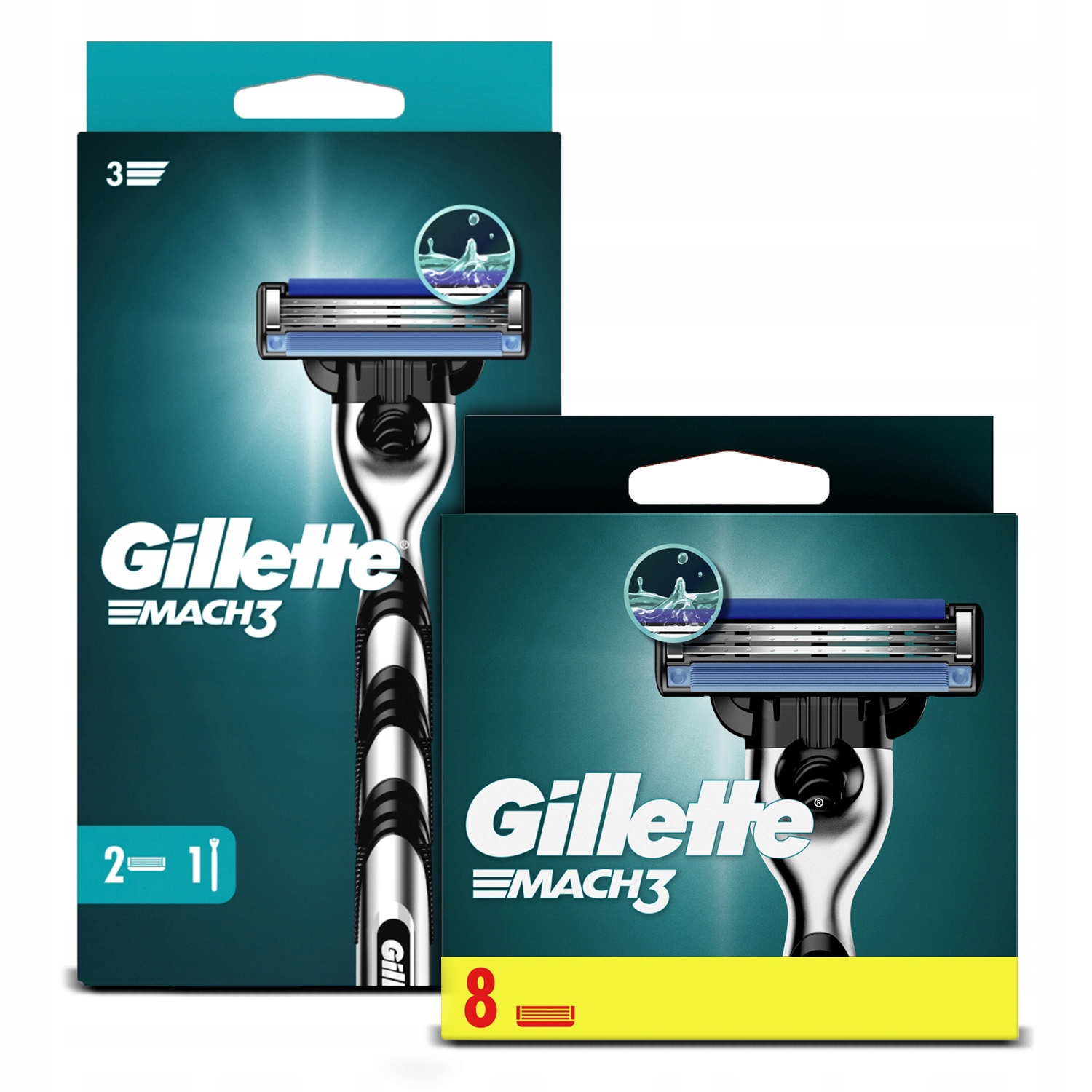 Gillette Mach3 Maszynka do golenia, 2 ostrza wymienne Wkłady Mach3 8 szt.