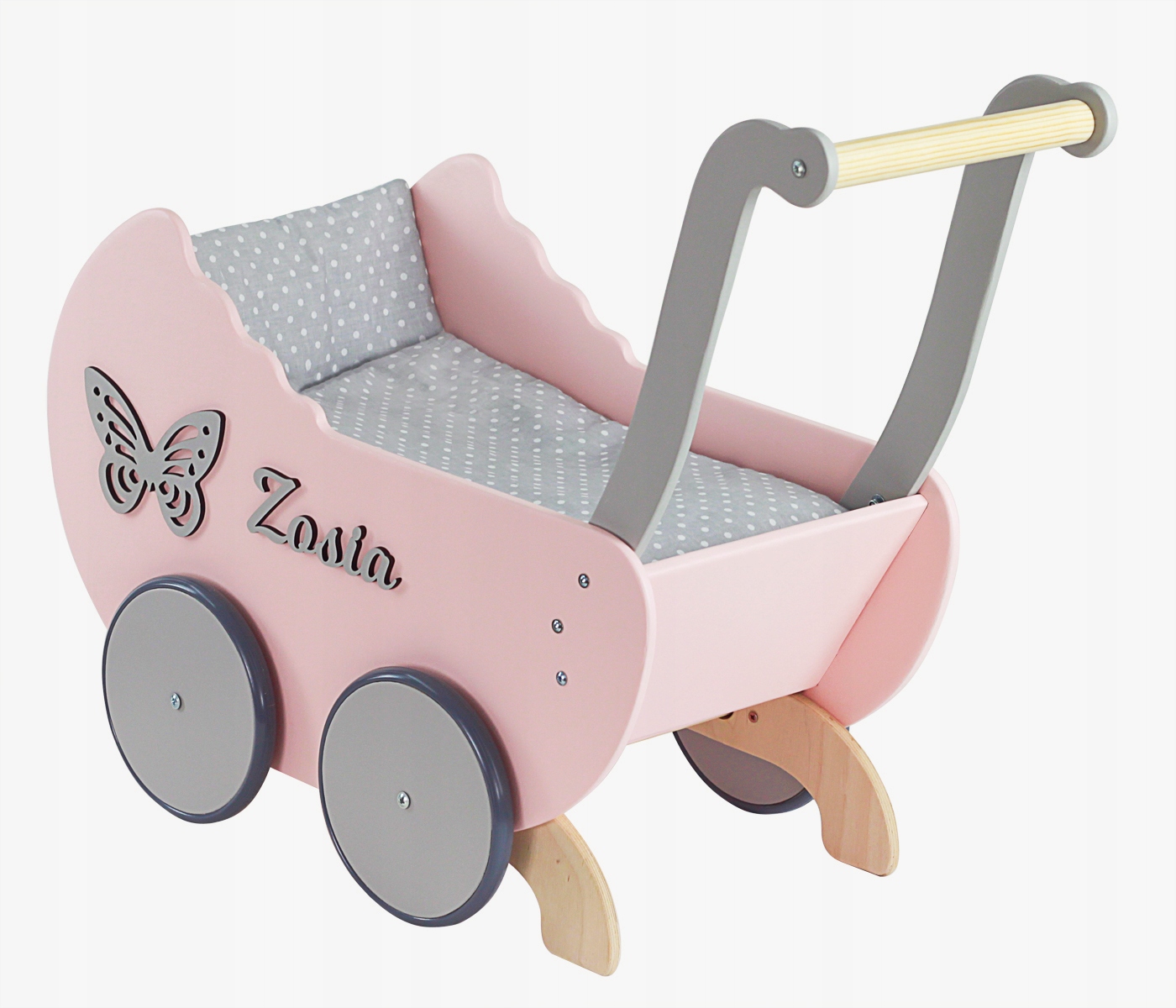 КОЛЯСКА ДЛЯ КУКОЛ+ ИМЯ + шагреневая +постельное БЕЛЬЕ + стопоры