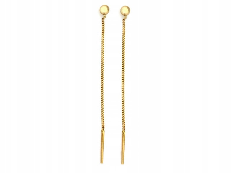 Złote kolczyki 585 przeciągane Kuleczki 3mm 14kt