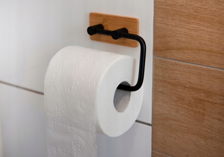 UCHWYT NA PAPIER TOALETOWY WC SAMOPRZYLEPNY BAMBUS Wysokość produktu 10 cm