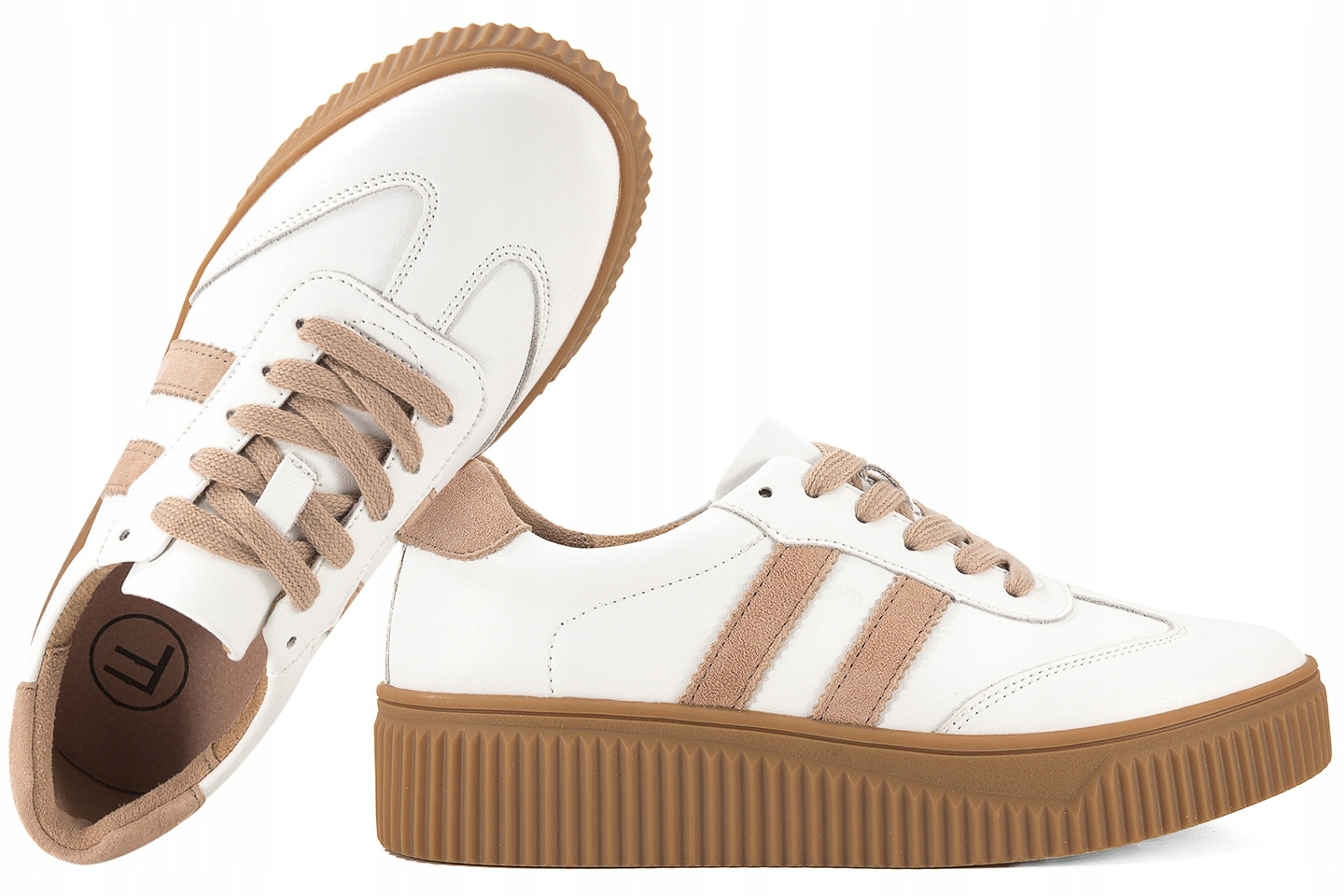 Filippo DP6776 Półbuty Damskie Sneakersy Na Platformie Skórzane białe 40 Bi