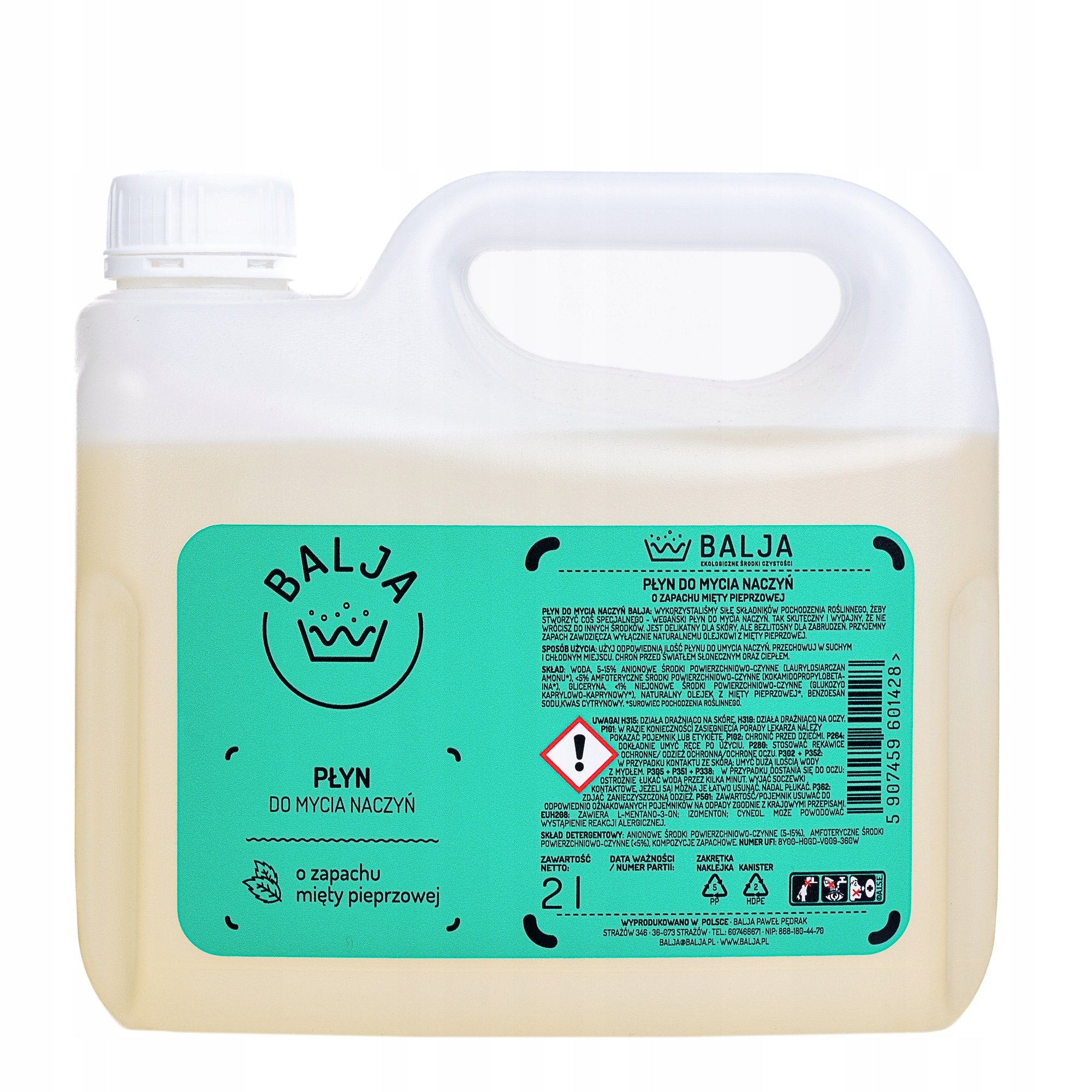 Balja Ekologiczny Płyn do mycia naczyń Mięta pieprzowa 2L zapas Refill