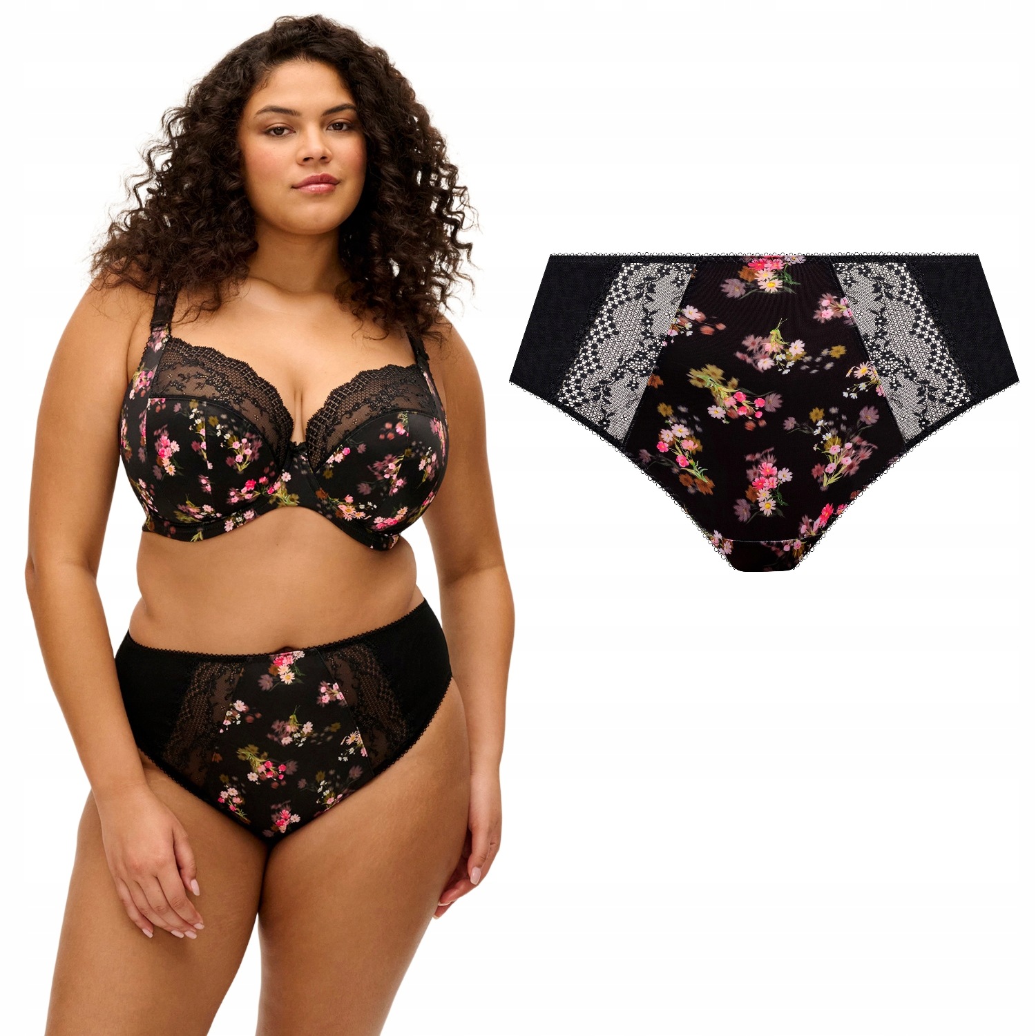 Elomi Lucie High Leg Brief kalhotky s vysokým pasem Fleur M