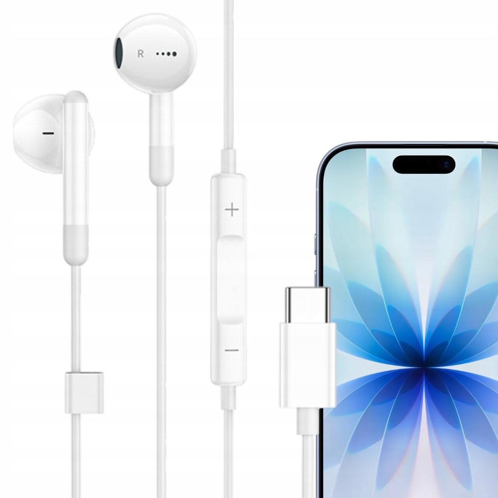 SŁUCHAWKI DOUSZNE PRZEWODOWE USB-C DO IPHONE 15 16 17 PRO MAX IPAD MACBOOK