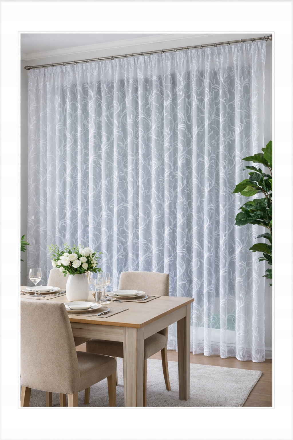 Záclony jarná páska žabky tunel šitie na mieru biela záclona 500x220