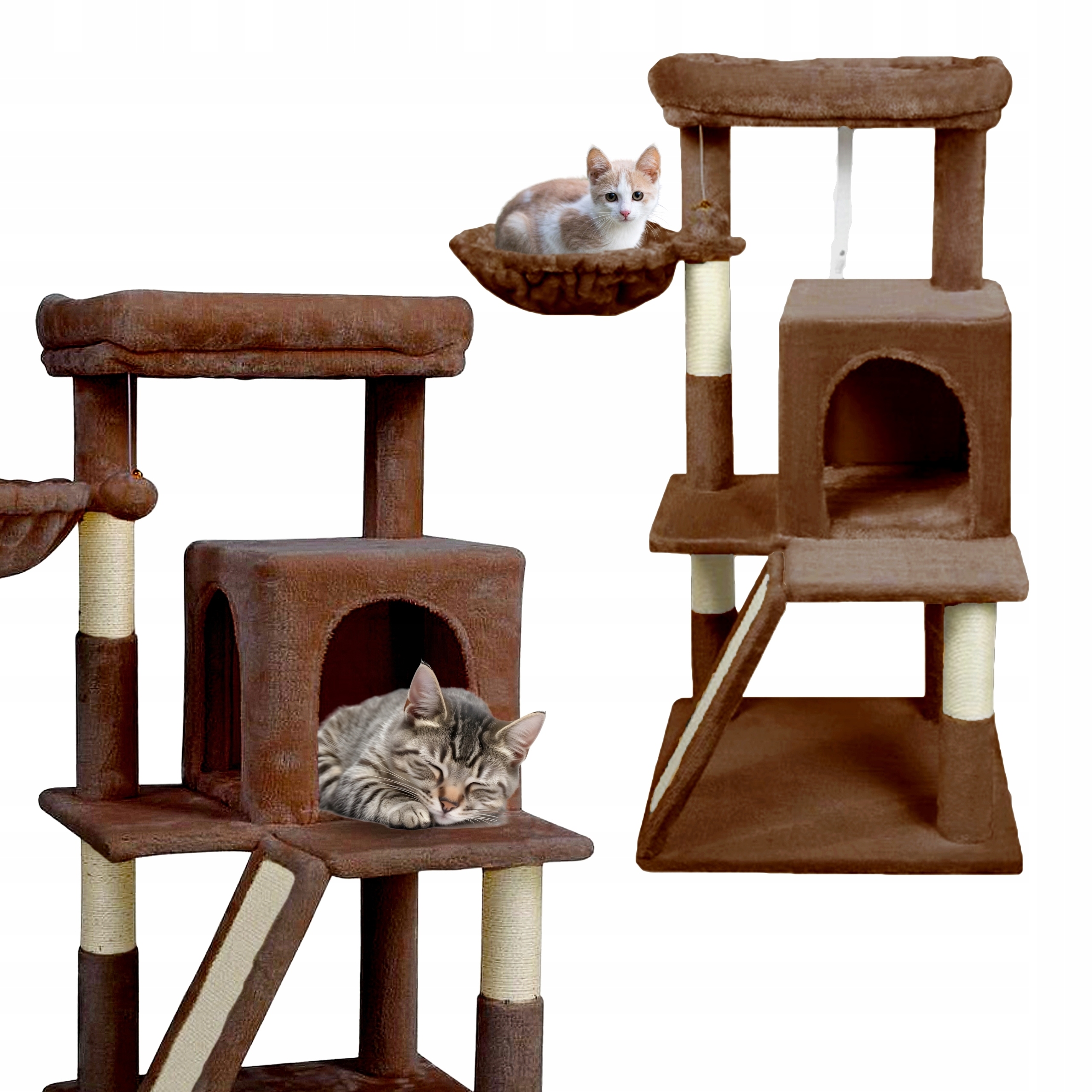 Levně Škrabadlo pro kočky Gaczoo domeček pelíšek hnědý 50 x 50 x 96 cm