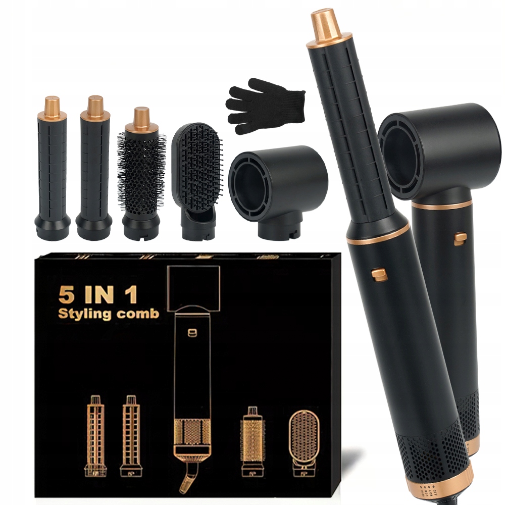 Styler 5V1 Vysoušeč Vlasů, Narovnávací Kartáč Na Vlasy Bojem 32 MM, 3 Rychlosti