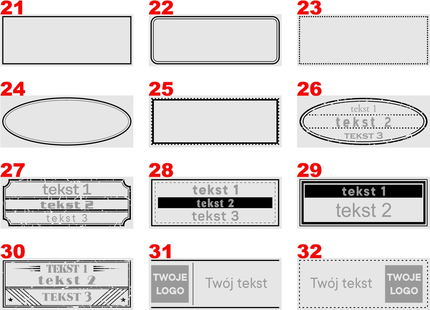 Stempel ręczny 70x50mm pieczątka tradycyjna TWOJE LOGO tekst decupage WZORY Liczba wersów 1-2 wersy 3-4 wersy 5-6 wersów