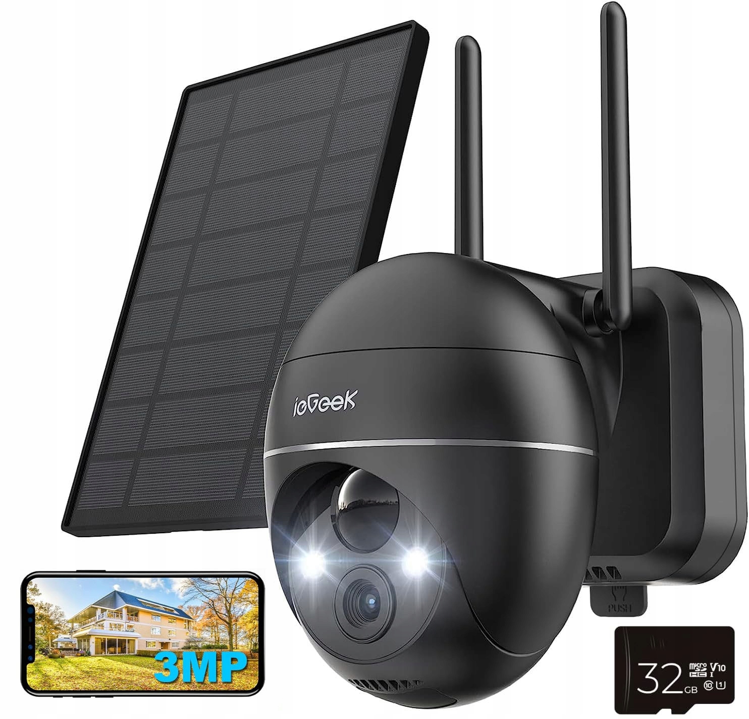 2K Venkovní Otočná Solární Kamera Ip Wifi 4x Zoom na 9000 Mah Sd baterie