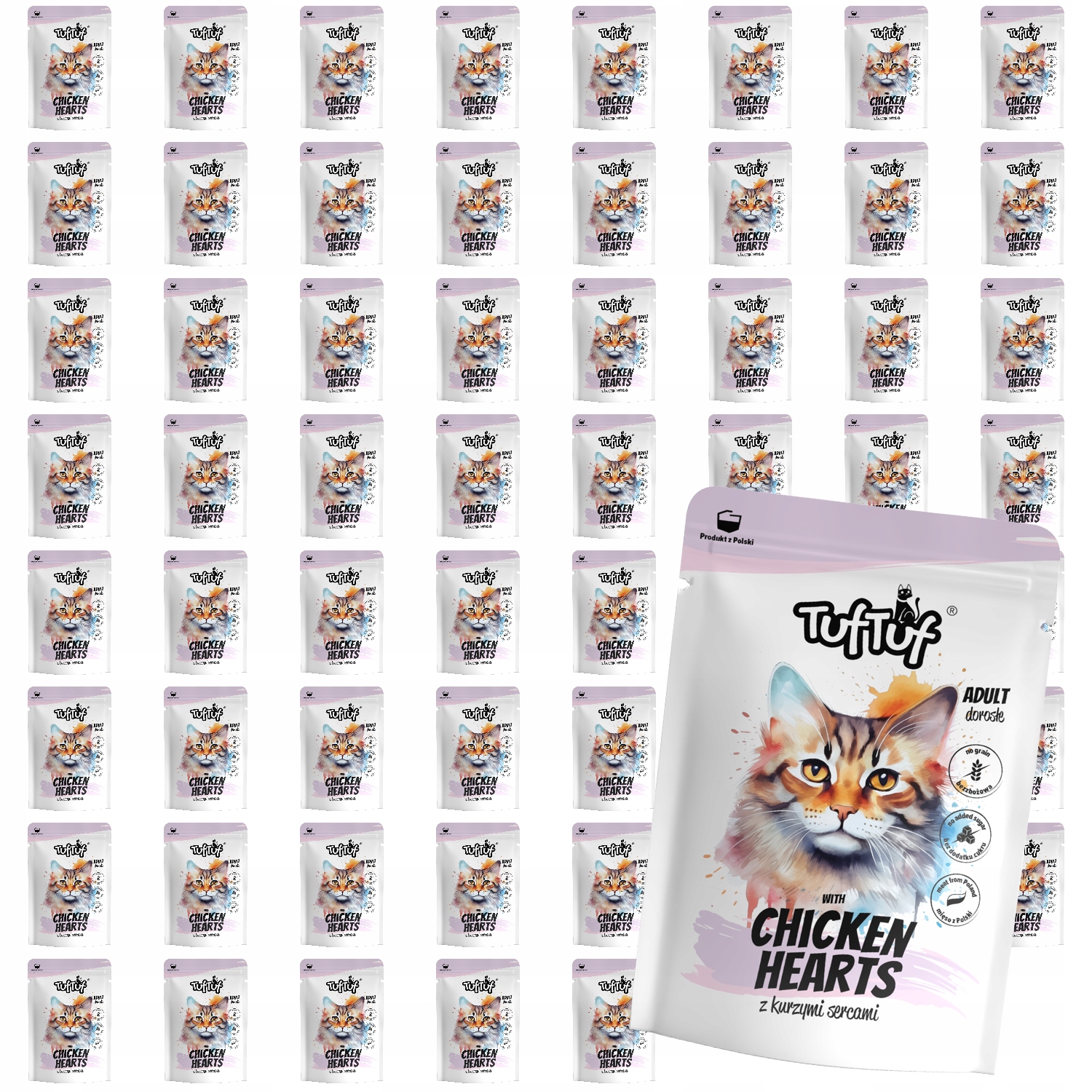 Levně Mokré Krmivo Pro Kočky TufTuf Kapsička mletý s kuřecími srdíčky 60x300 g