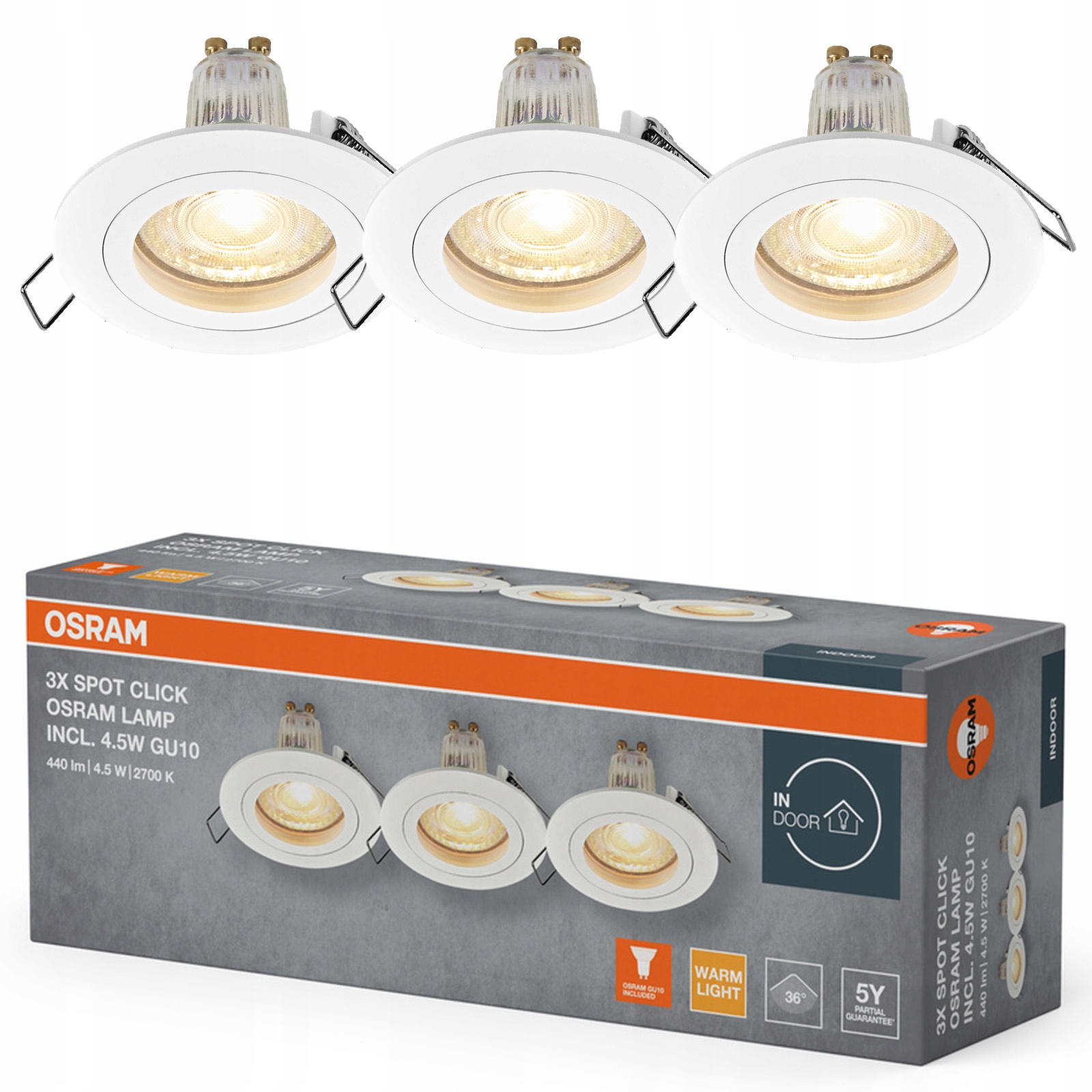 3x Stropní Led svítidlo Kulaté Stropní Svítidlo GU10 4.5W 400lm 2700K Osram