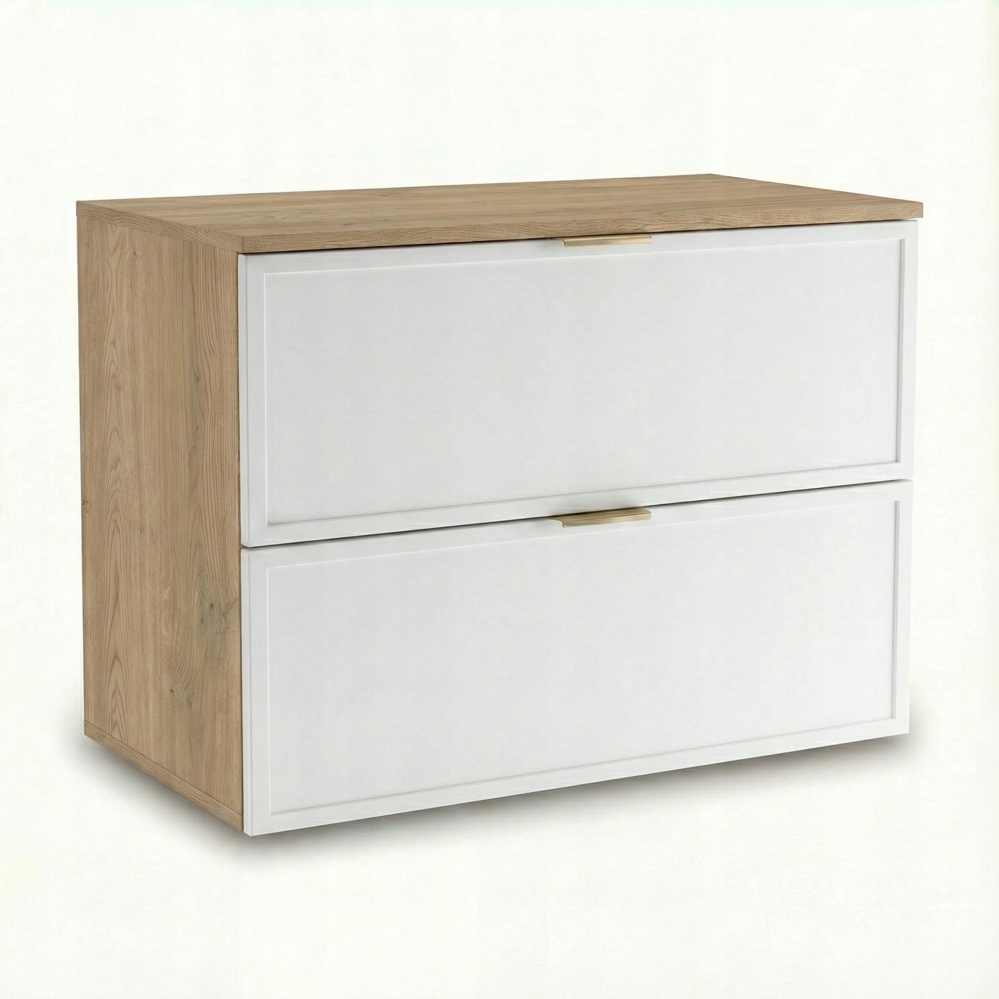 Skříňka pod umyvadlo 80 cm 2 zásuvky Bílá/Dub Cremona Roma
