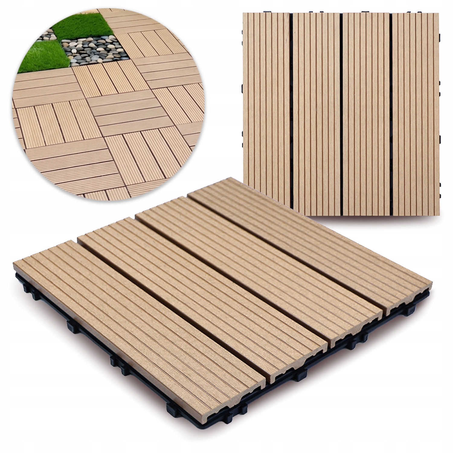 Plošina Světle Hnědá Podlaha Na Terasu 9X 30 x 30 x 2,3 cm