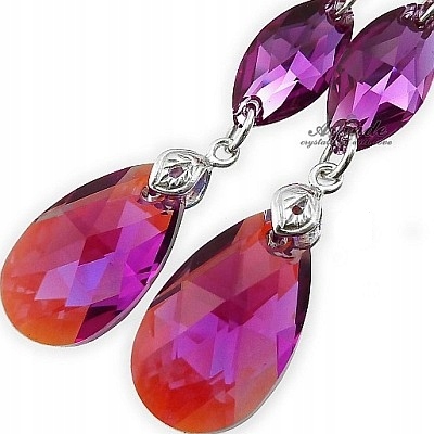 Nové Krásné Krystaly Náušnice Fuchsia Gloss