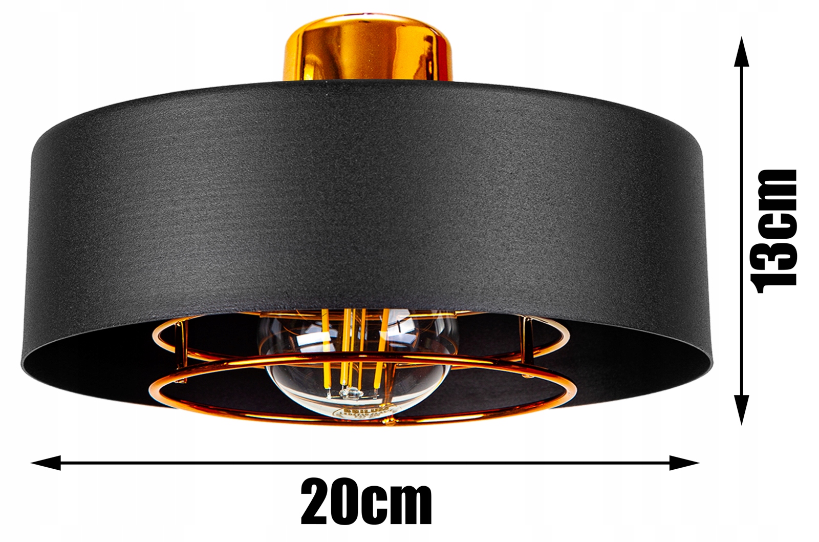 NOWOCZESNA LAMPA STOJĄCA PODŁOGOWA LOFT EDISON LED Kolor czarny odcienie żółtego i złota