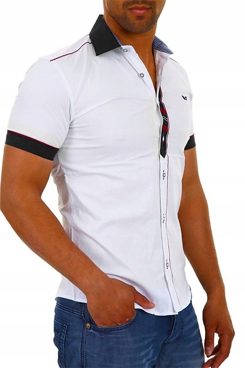 Koszula Męska Codzienna Casual Kontrast Rozmiar kołnierzyka 4XL