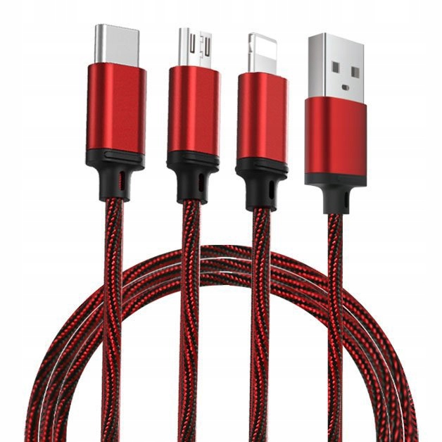

Kabel Remax 3w1 Usb - microUSB/Lightning/USB-C