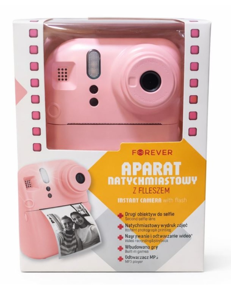 Instantní fotoaparát Forever Instant camera s bleskem, růžový