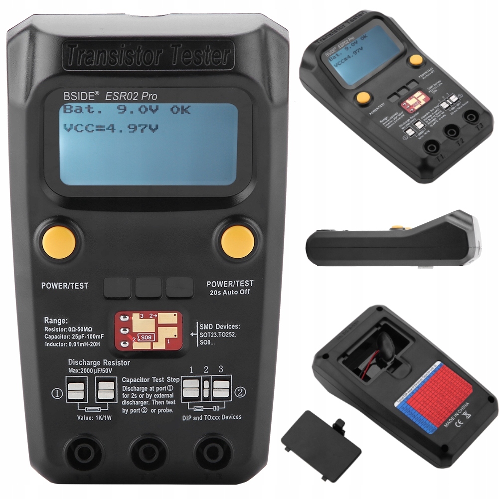 Bside ESR02 Pro Tester kondenzátorových tranzistorů Smd Měřič Lcr Esr