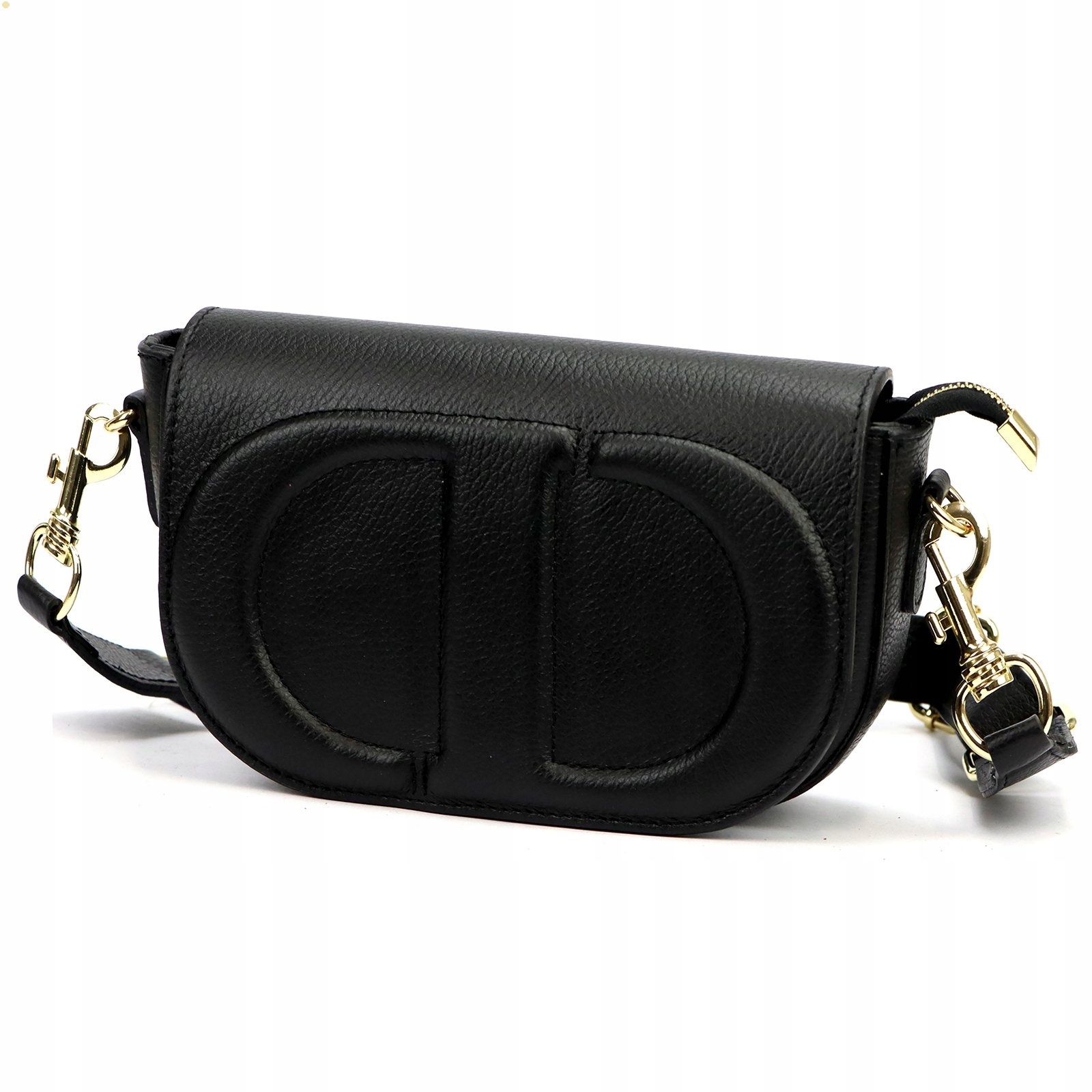 Dámská kožená kabelka Vera Pelle černá kabelka přes rameno pásek elegantní malá